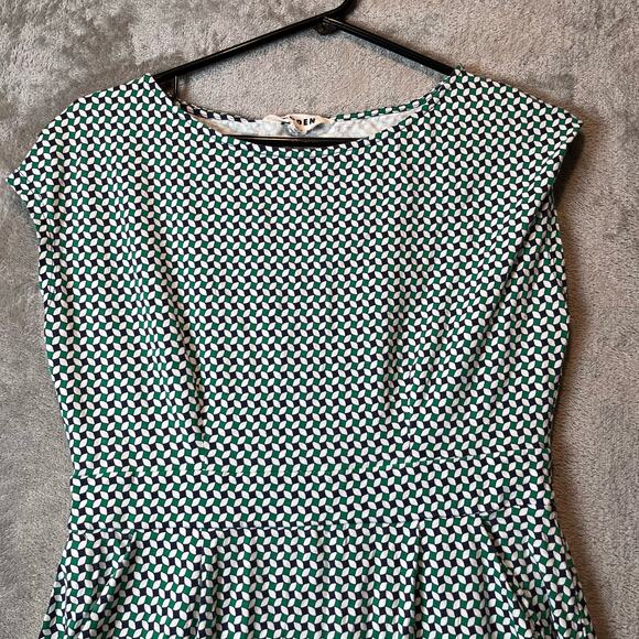 Boden FLORRIE FLORAL JERSEY DRESS IN MEADOW‎ GREEN ABSTRACT DIAMOND Sz 8P - Picture 2 of 7